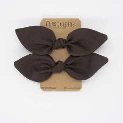 Pack de 2 minicoleteros lazo marrón chocolate