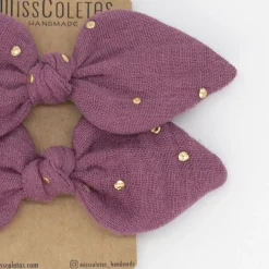 Pack de 2 minicoleteros lazo purpura topos oro