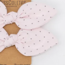 Pack de 2 minicoleteros lazo rosa claro topos