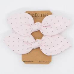 Pack de 2 minicoleteros lazo rosa claro topos