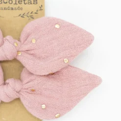 Pack de 2 minicoleteros lazo rosa topos oro