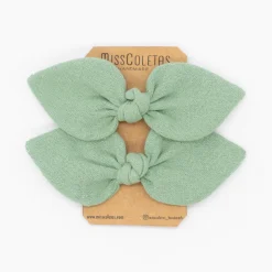 Pack de 2 minicoleteros lazo verde musgo rústico