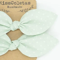 Pack de 2 minicoleteros lazo verde mint topos