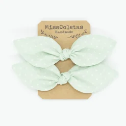 Pack de 2 minicoleteros lazo verde mint topos