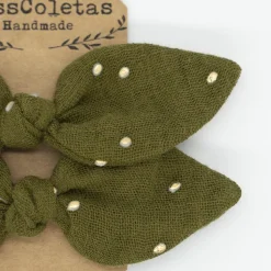 Pack de 2 minicoleteros lazo verde topos oro