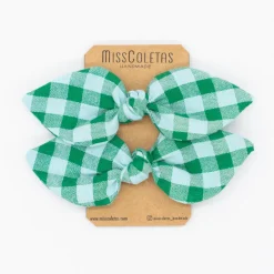 Pack de 2 minicoleteros lazo vichy bicolor verde