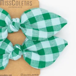 Pack de 2 minicoleteros lazo vichy bicolor verde