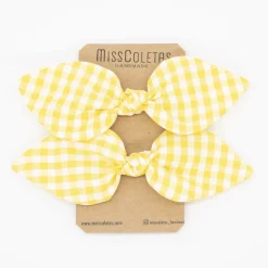 Pack de 2 minicoleteros lazo vichy pequeño amarillo