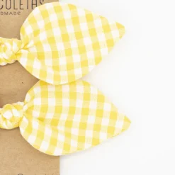 Pack de 2 minicoleteros lazo vichy pequeño amarillo