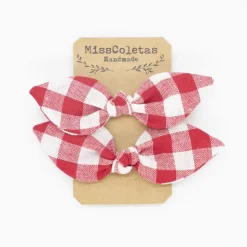 Pack de 2 minicoleteros lazo vichy rojo
