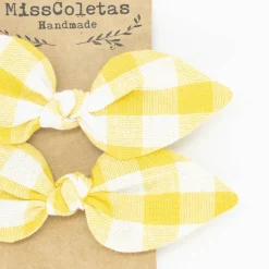 Pack de 2 minicoleteros lazo vichy amarillo