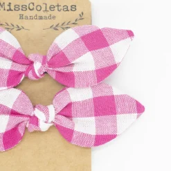 Pack de 2 minicoleteros lazo vichy fucsia