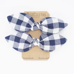 Pack de 2 minicoleteros lazo vichy azul marino