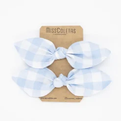 Pack de 2 minicoleteros lazo vichy azul celeste
