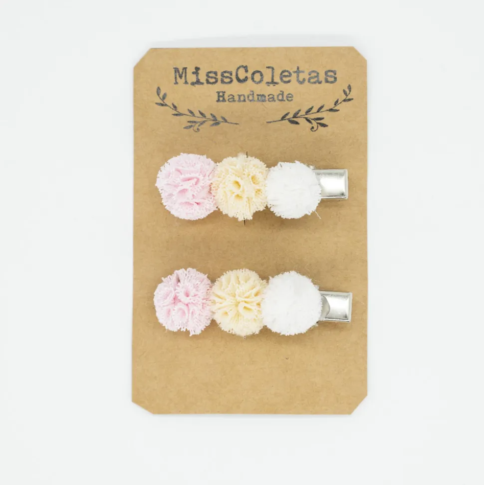 Pack de 2 pincitas pompón rosa claro