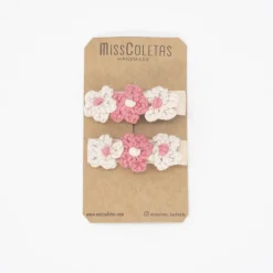 Pack de 2 pinzas crochet flores rosas