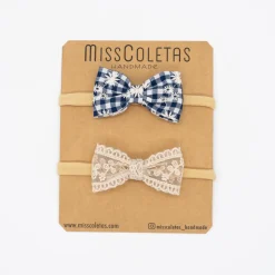 Pack diademas bebé lazo pajarita bordado