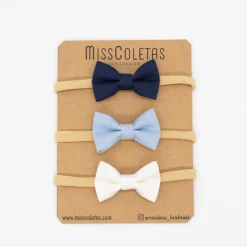 Pack diademas bebé lazo pajarita azul