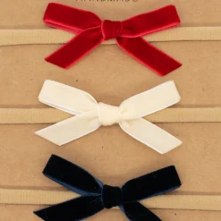 Pack diademas bebé lazo terciopelo rojo azul y beige