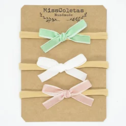 Pack diademas bebé lazo terciopelo pastel
