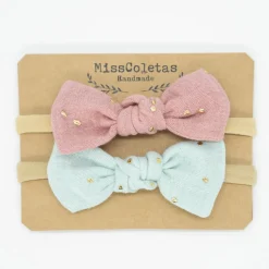 Pack diademas bebé topos oro