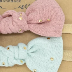 Pack diademas bebé topos oro