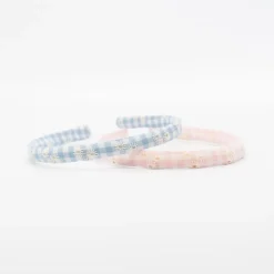 Pack diademas vichy bordado pastel