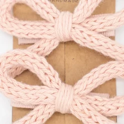 Pack lazo cordón crochet rosa empolvado