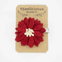 Pinza flor rojo oscuro