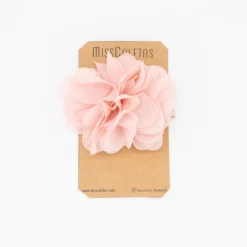 Pinza flor rosa tul
