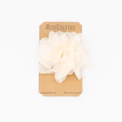Pinza flor tul beige