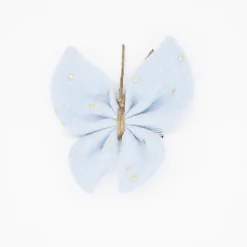 Pinza mariposa azul celeste topos oro