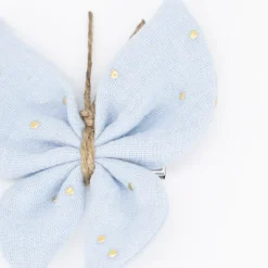 Pinza mariposa azul celeste topos oro
