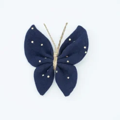 Pinza mariposa azul marino topos oro