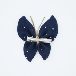 Pinza mariposa azul marino topos oro