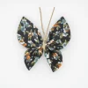 Pinza mariposa negra flores acuarela