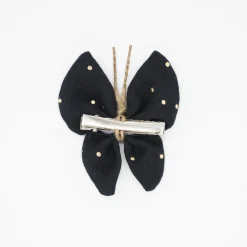 Pinza mariposa negra topos oro