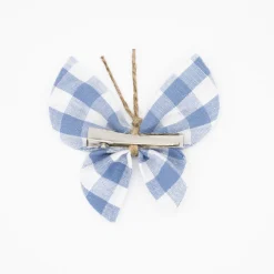 Pinza mariposa vichy azul jean
