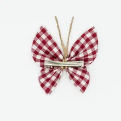 Pinza mariposa vichy rojo granate